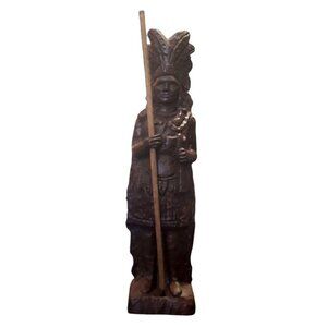 Vintage Red Mill Native American Chief Pecan Shell Resin Composite Figurine